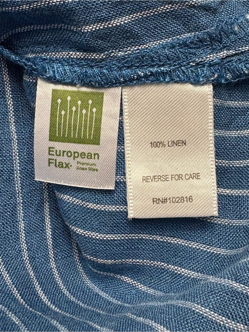 NWT Garnet Hill Blue White Striped Linen European Flax Tunic Dress M - Picture 9 of 12